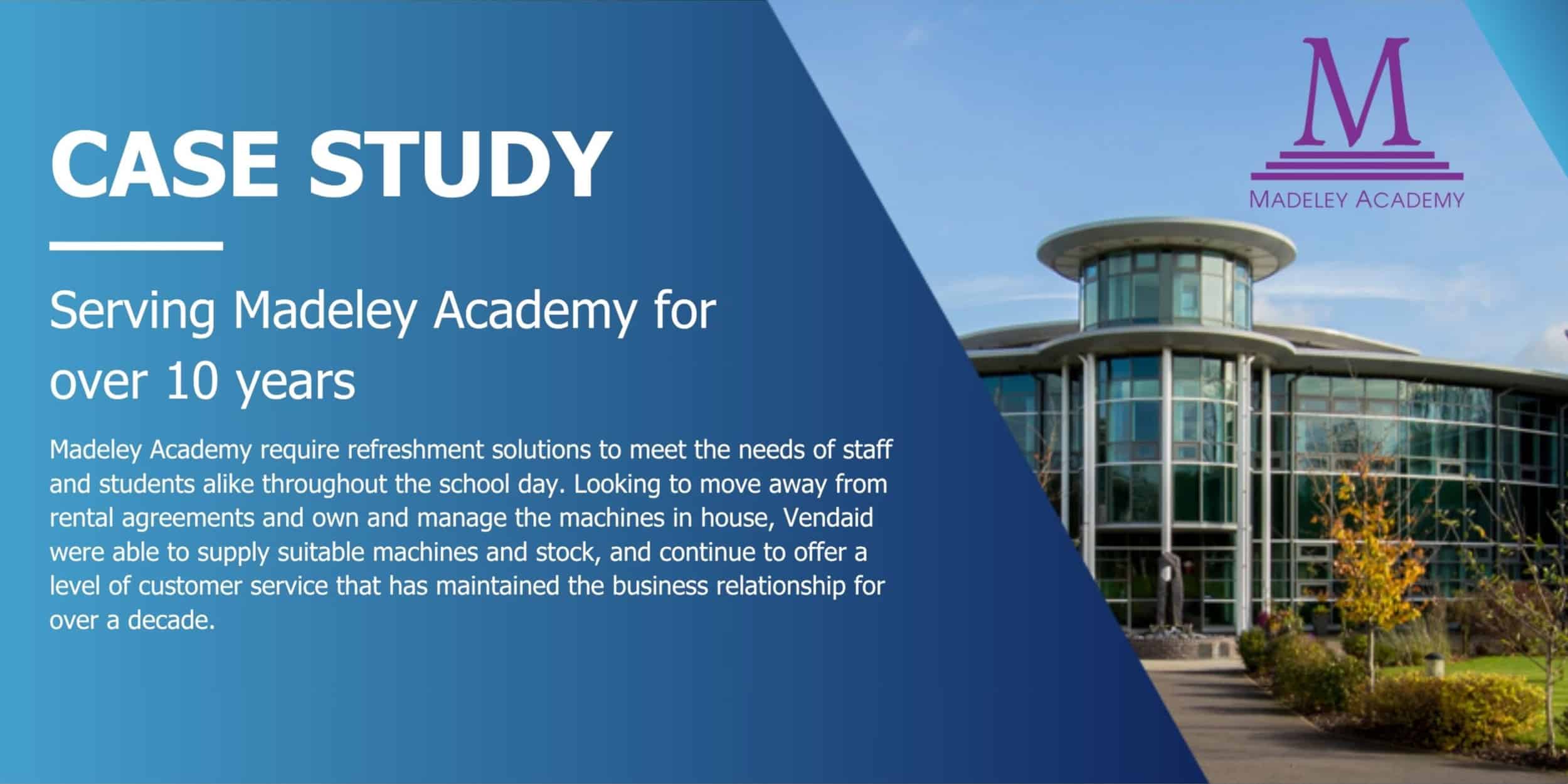 Banner image promoting a case study including image of the client's premises and text information.